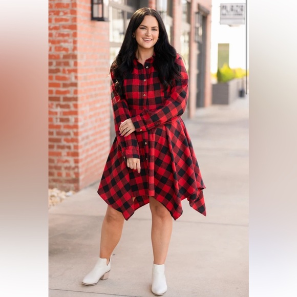 Plaid Handkercheif Hem Dress - Picture 2 of 7